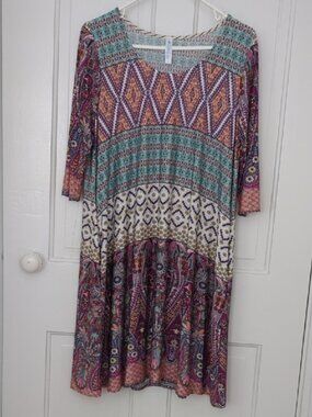 Paisley Grace Boutique Multicolor Geometric Pattern Dress Size M